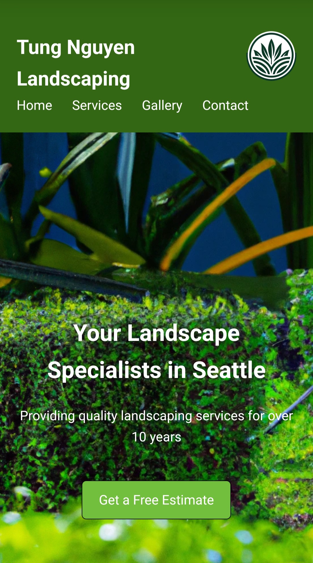 Home services mobile website screenshot